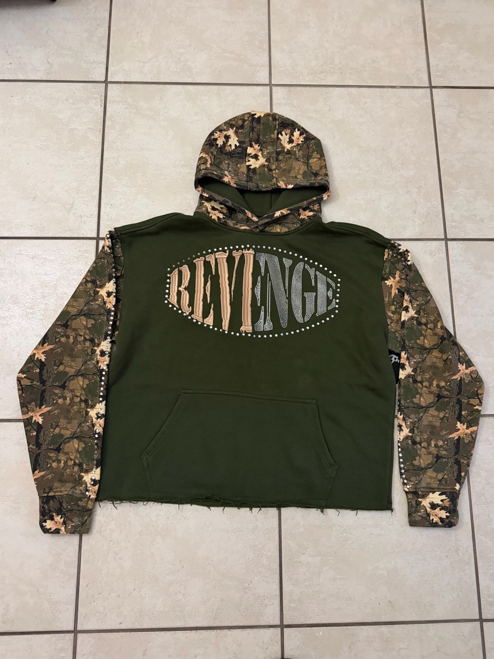 COPPER RIVET Revenge Olive Green Camo Hoodie Jacket